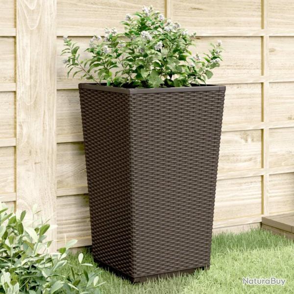 Jardini�res 2 pcs marron 32,5x32,5x57 cm polypropyl�ne