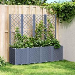 Jardini&egrave;re avec treillis bleu gris 160x40x140 cm PP