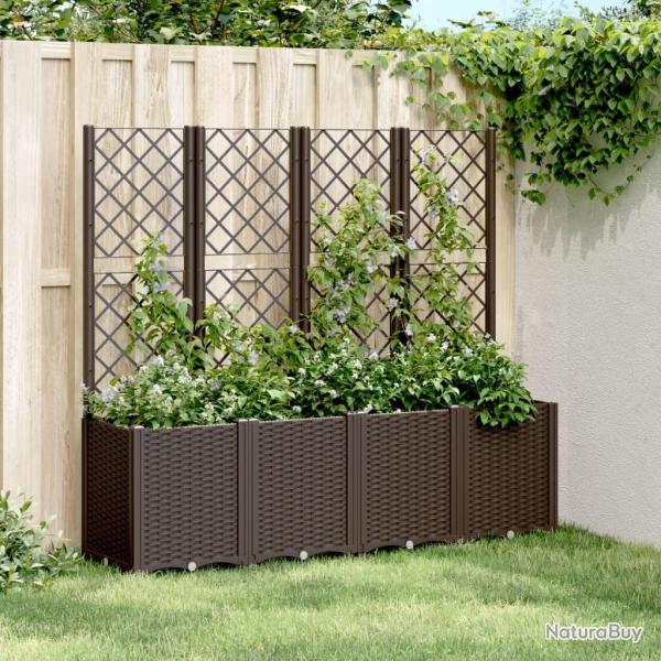 Jardini�re avec treillis marron 160x40x140 cm PP