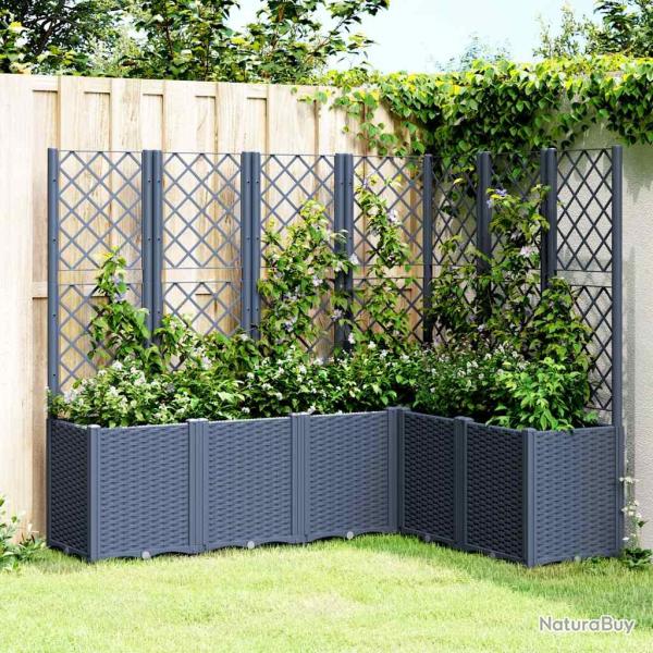 Jardini�re avec treillis bleu gris 160x120x140 cm PP