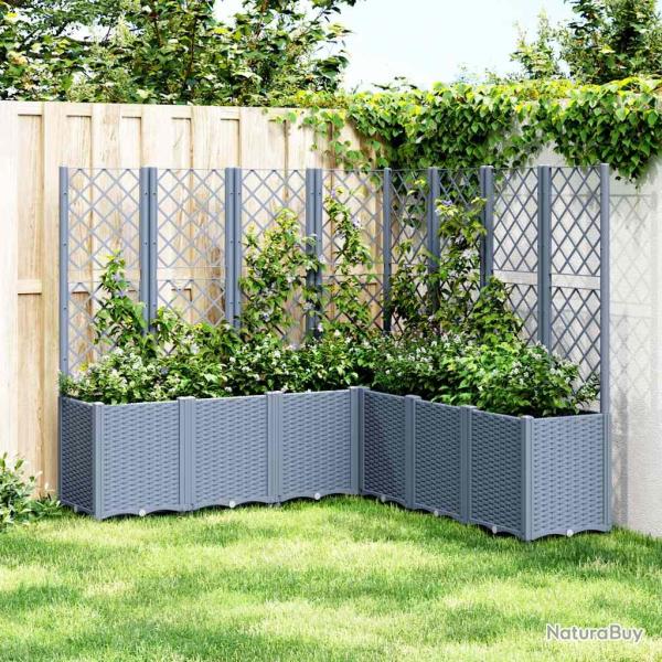 Jardini�re avec treillis bleu gris 160x160x140 cm PP