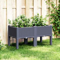 Jardini&egrave;re avec pieds bleu gris 80x40x42 cm PP