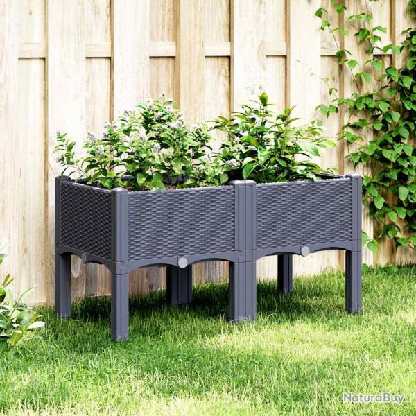 Jardini�re avec pieds bleu gris 80x40x42 cm PP