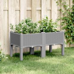 Jardini&egrave;re avec pieds gris clair 80x40x42 cm PP