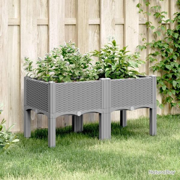 Jardini�re avec pieds gris clair 80x40x42 cm PP