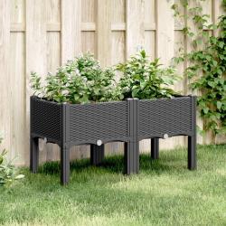 Jardini&egrave;re avec pieds noir 80x40x42 cm PP