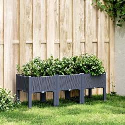 Jardini&egrave;re avec pieds bleu gris 120x40x42 cm PP