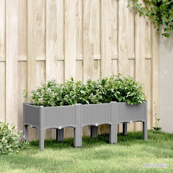 Jardini�re avec pieds gris clair 120x40x42 cm PP