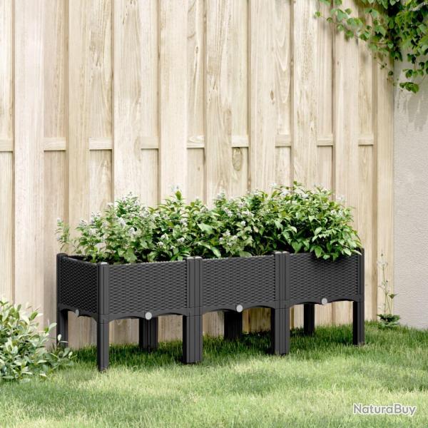 Jardini�re avec pieds noir 120x40x42 cm PP