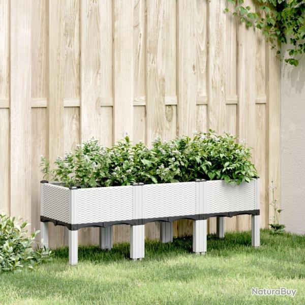 Jardini�re avec pieds blanc 120x40x42 cm PP