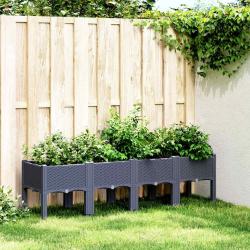 Jardini&egrave;re avec pieds bleu gris 160x40x42 cm PP
