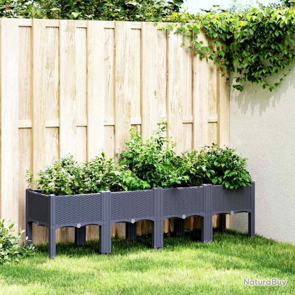 Jardini�re avec pieds bleu gris 160x40x42 cm PP