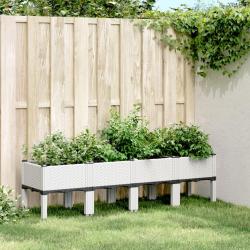 Jardini&egrave;re avec pieds blanc 160x40x42 cm PP