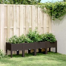 Jardini&egrave;re avec pieds marron 160x40x42 cm PP