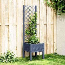 Jardini&egrave;re avec treillis bleu gris 40x40x142 cm PP