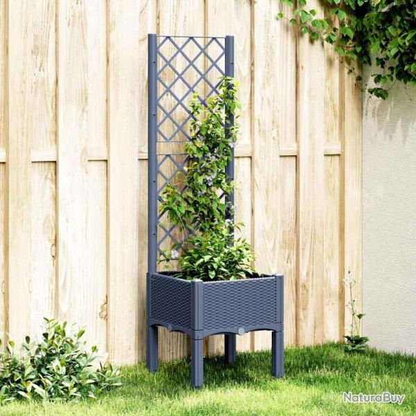 Jardini�re avec treillis bleu gris 40x40x142 cm PP