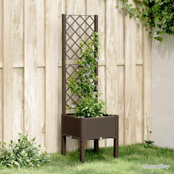 Jardini�re avec treillis marron 40x40x142 cm PP