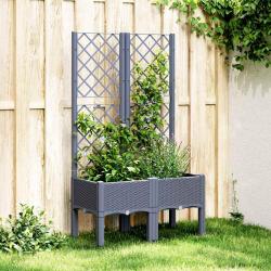 Jardini&egrave;re avec treillis bleu gris 80x40x142 cm PP