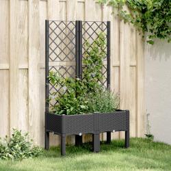 Jardini&egrave;re avec treillis noir 80x40x142 cm PP