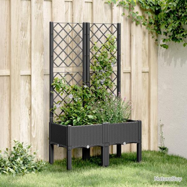 Jardini�re avec treillis noir 80x40x142 cm PP