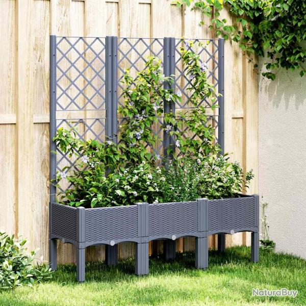 Jardini�re avec treillis bleu gris 120x40x142 cm PP