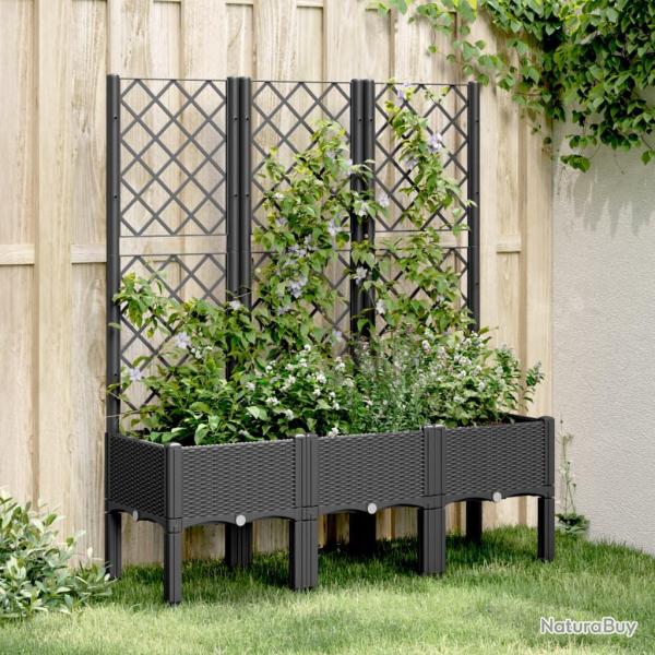 Jardini�re avec treillis noir 120x40x142 cm PP