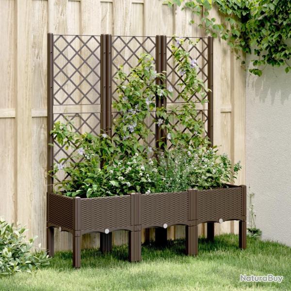 Jardini�re avec treillis marron 120x40x142 cm PP