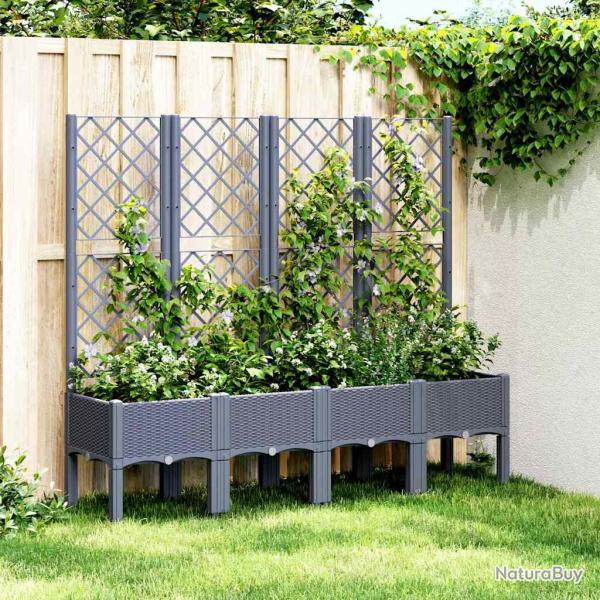 Jardini�re avec treillis bleu gris 160x40x142 cm PP
