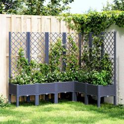 Jardini&egrave;re avec treillis bleu gris 160x120x142 cm PP