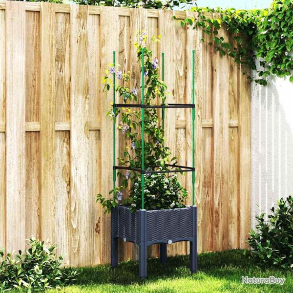 Jardini�re avec treillis bleu gris 40x40x142,5 cm PP