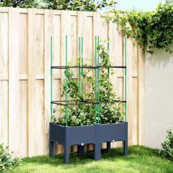 Jardini&egrave;re avec treillis bleu gris 80x40x142,5 cm PP