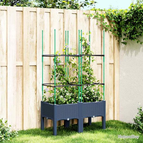 Jardini�re avec treillis bleu gris 80x40x142,5 cm PP