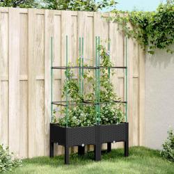 Jardini&egrave;re avec treillis noir 80x40x142,5 cm PP