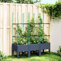 Jardini&egrave;re avec treillis bleu gris 120x40x142,5 cm PP