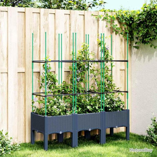 Jardini�re avec treillis bleu gris 120x40x142,5 cm PP