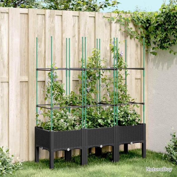 Jardini�re avec treillis noir 120x40x142,5 cm PP