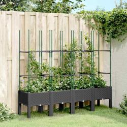 Jardini&egrave;re avec treillis noir 160x40x142,5 cm PP