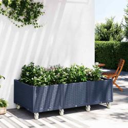 Jardini&egrave;re &agrave; roulettes bleu gris 150x80x54 cm PP