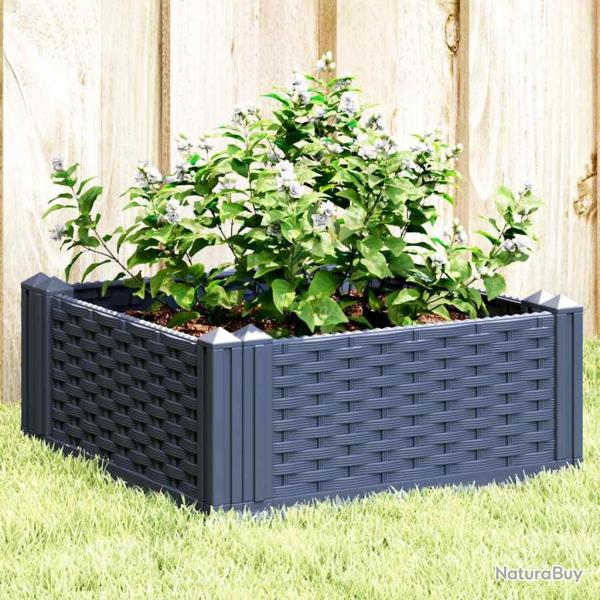 Jardini�re avec piquets bleu gris 42,5x42,5x28,5 cm PP