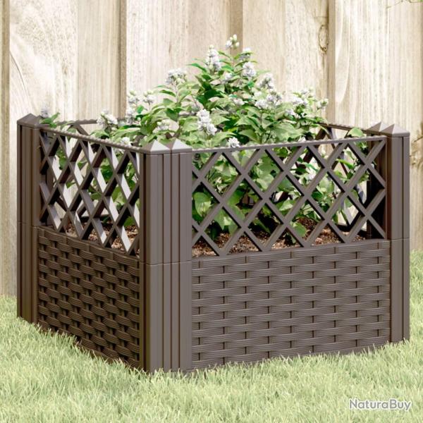 Jardini�re avec piquets marron 43,5x43,5x43,5 cm PP