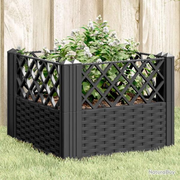Jardini�re avec piquets noir 43,5x43,5x43,5 cm PP