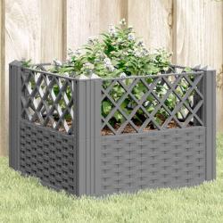 Jardini&egrave;re avec piquets gris clair 43,5x43,5x43,5 cm PP