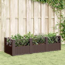 Jardini&egrave;re avec piquets marron 123,5x43,5x43,5 cm PP