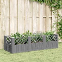 Jardini&egrave;re avec piquets gris clair 123,5x43,5x43,5 cm PP