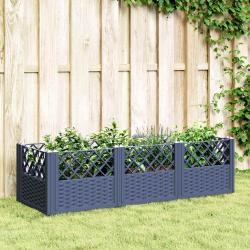 Jardini&egrave;re avec piquets bleu gris 123,5x43,5x43,5 cm PP