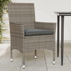 Chaises de avec coussins lot de 2 gris r&eacute;sine tress&eacute;e