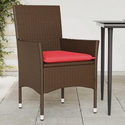 Chaises de avec coussins lot de 2 marron r&eacute;sine tress&eacute;e