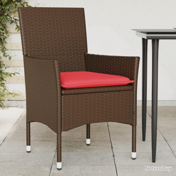 Chaises de avec coussins lot de 2 marron r�sine tress�e