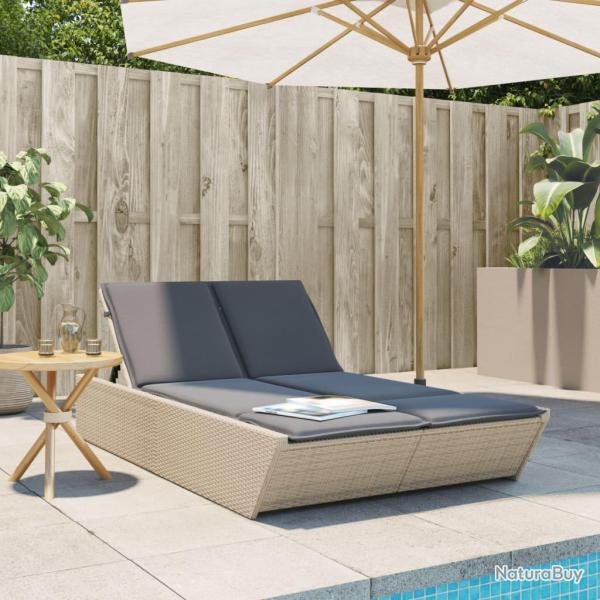 Chaise longue double avec coussins beige r�sine tress�e