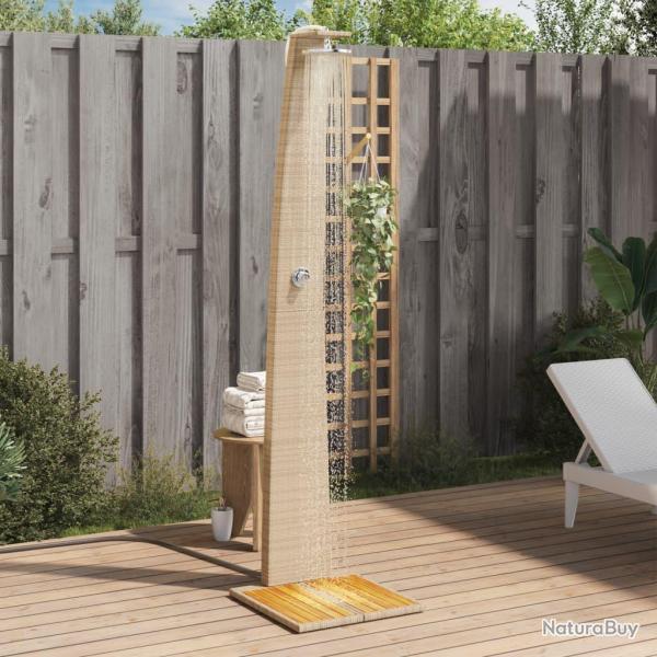 Douche d'ext�rieur beige 55x60x224cm r�sine tress�e bois acacia